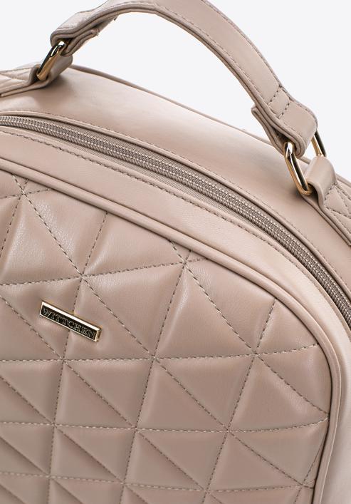 Women's quilted faux leather backpack, beige, 97-4Y-607-9, Photo 4