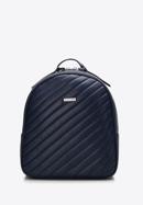 Quilted faux leather backpack, navy blue, 97-4Y-759-N, Photo 1