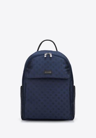 Women's jacquard backpack, navy blue, 95-4-905-N, Photo 1