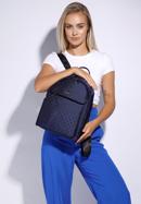 Women's jacquard backpack, navy blue, 95-4-905-8, Photo 15