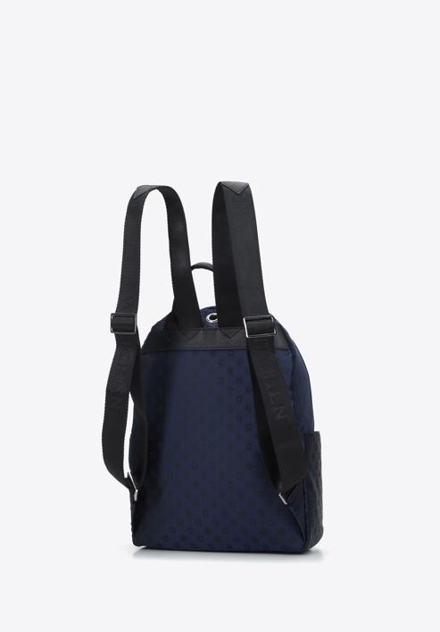 Women's jacquard backpack, navy blue, 95-4-905-8, Photo 2