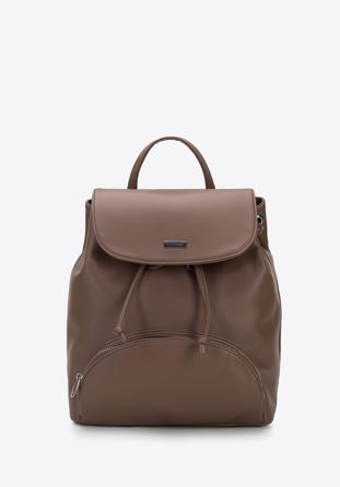 Women's faux leather backpack purse, brown, 95-4Y-048-4, Photo 1