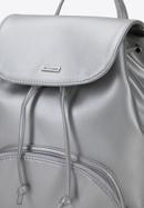 Damski plecak z zaokrągloną kieszenią z przodu, srebrny, 95-4Y-048-4, Zdjęcie 4