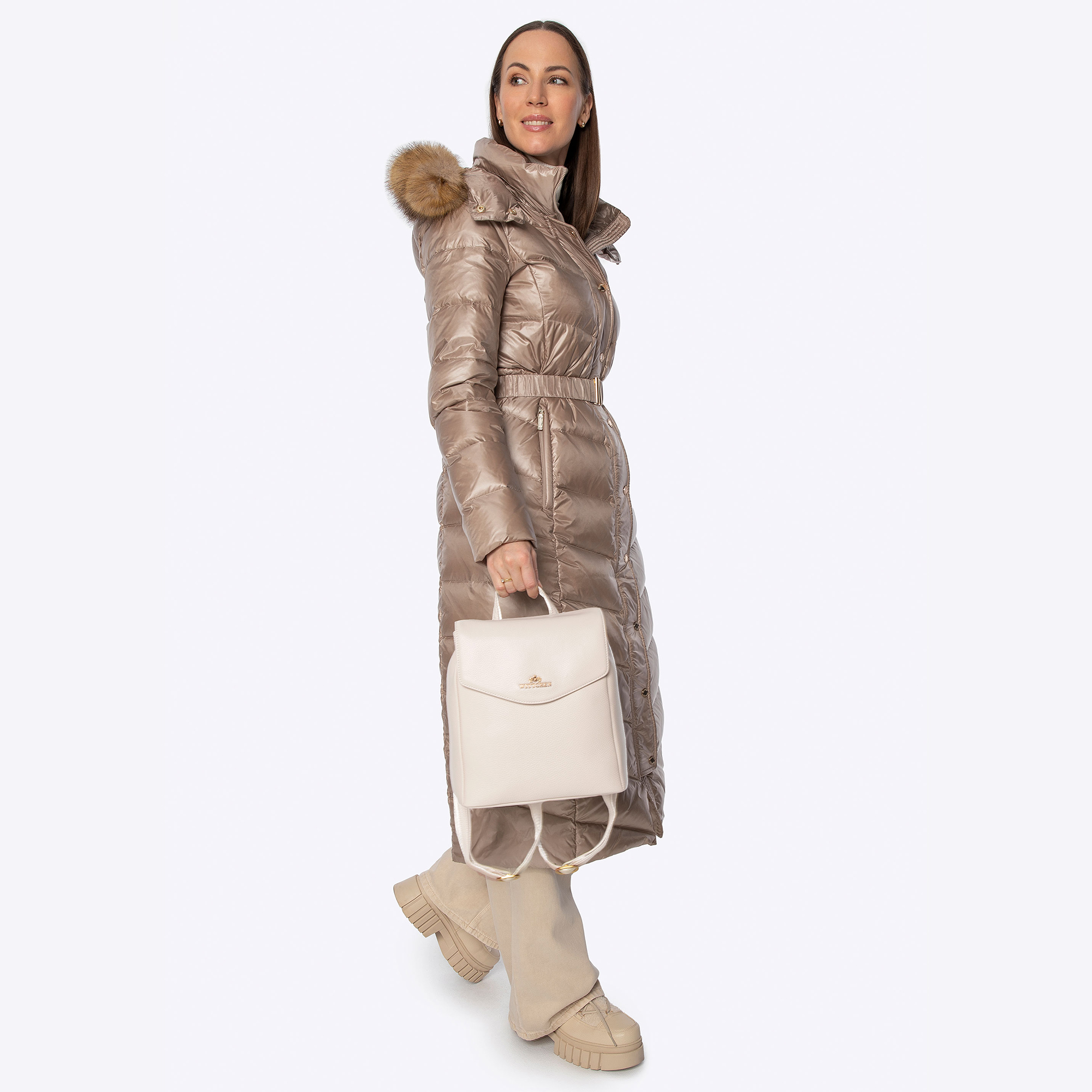 Krémový dámsky kožený ruksak – elegancia a funkčnosť na každý deň 101-4E-612-0, Vyberte variant krémová