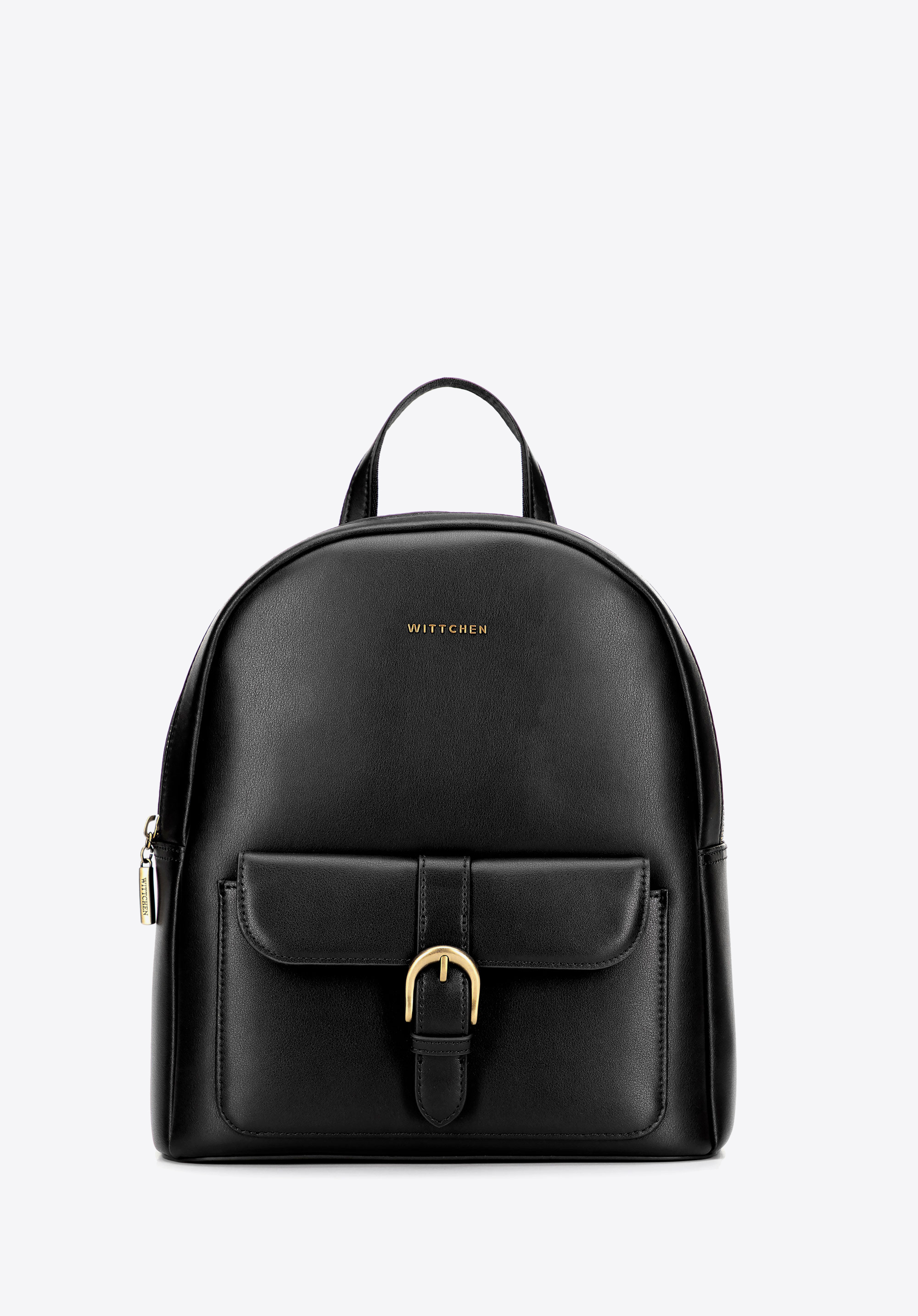 Damski plecak ze skóry naturalnej z kieszenią na przodzie, czarny, 101-4E-602-1, Zdjęcie 1