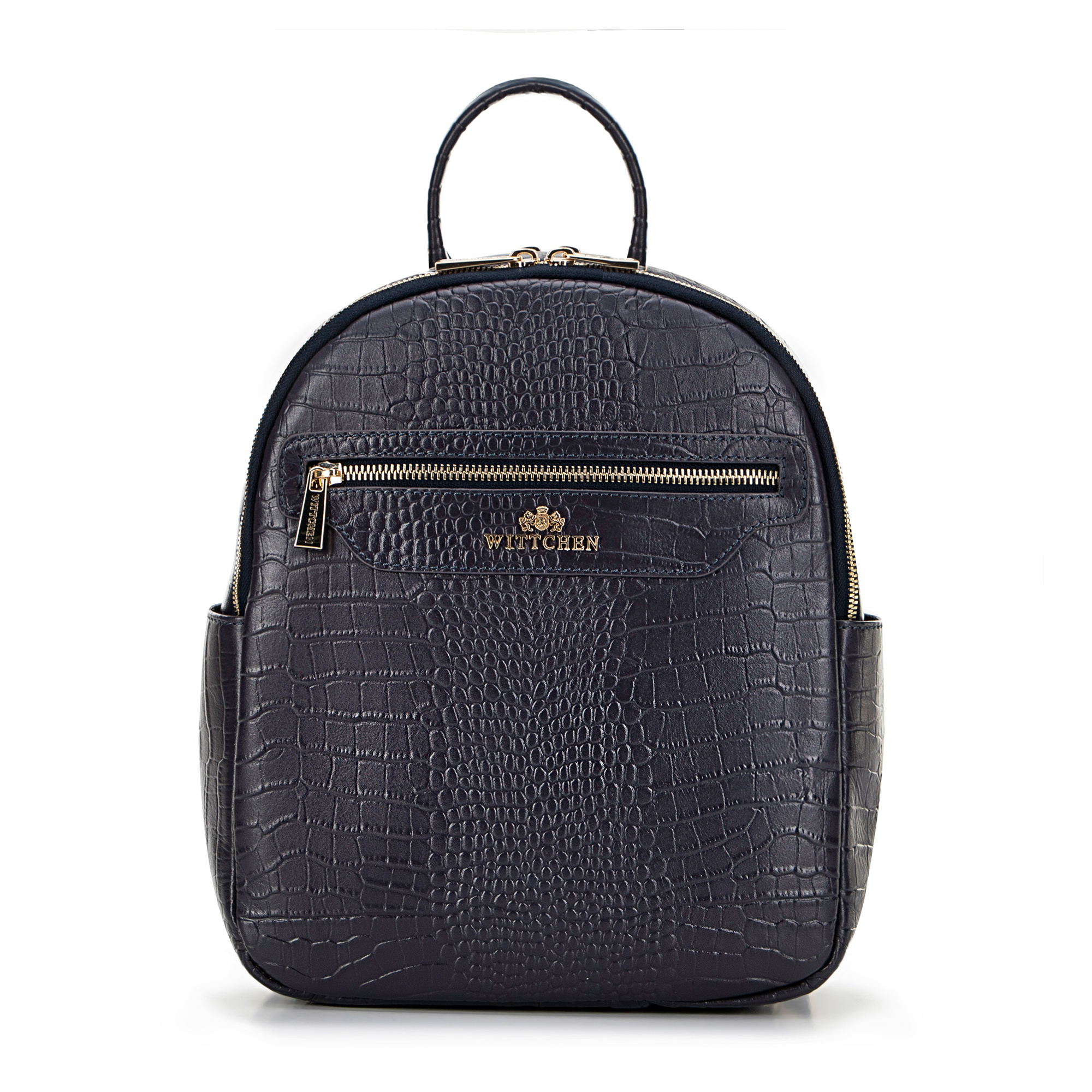 Dámsky batoh z kože s jašteričou textúrou, dvojkomorový, granátový 99-4E-024-7