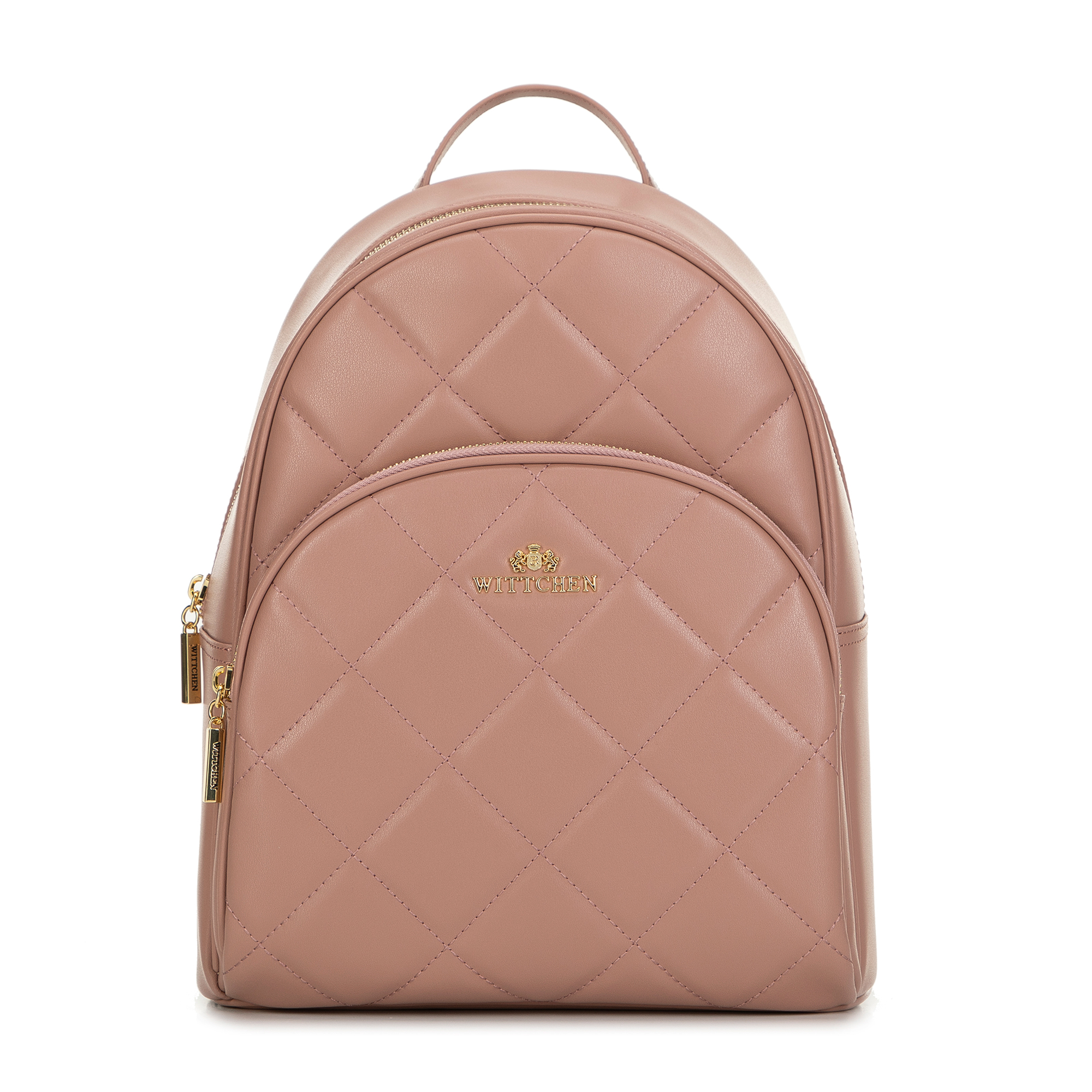 Dámsky prešívaný ruksak z kože ružový