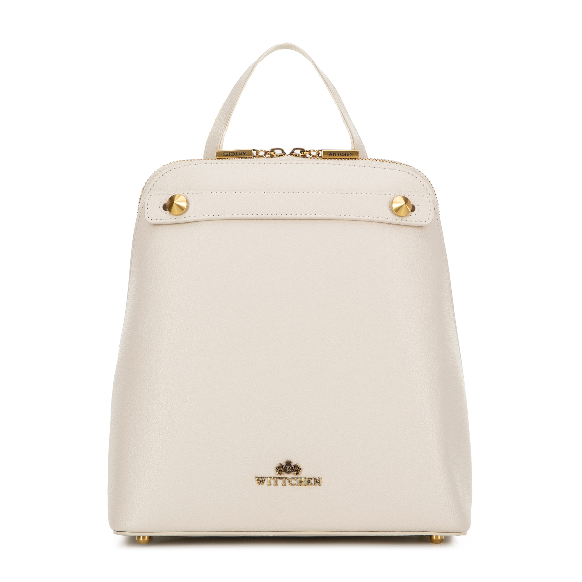 Dámsky trapezový batoh z kože krémový 100-4E-600-0