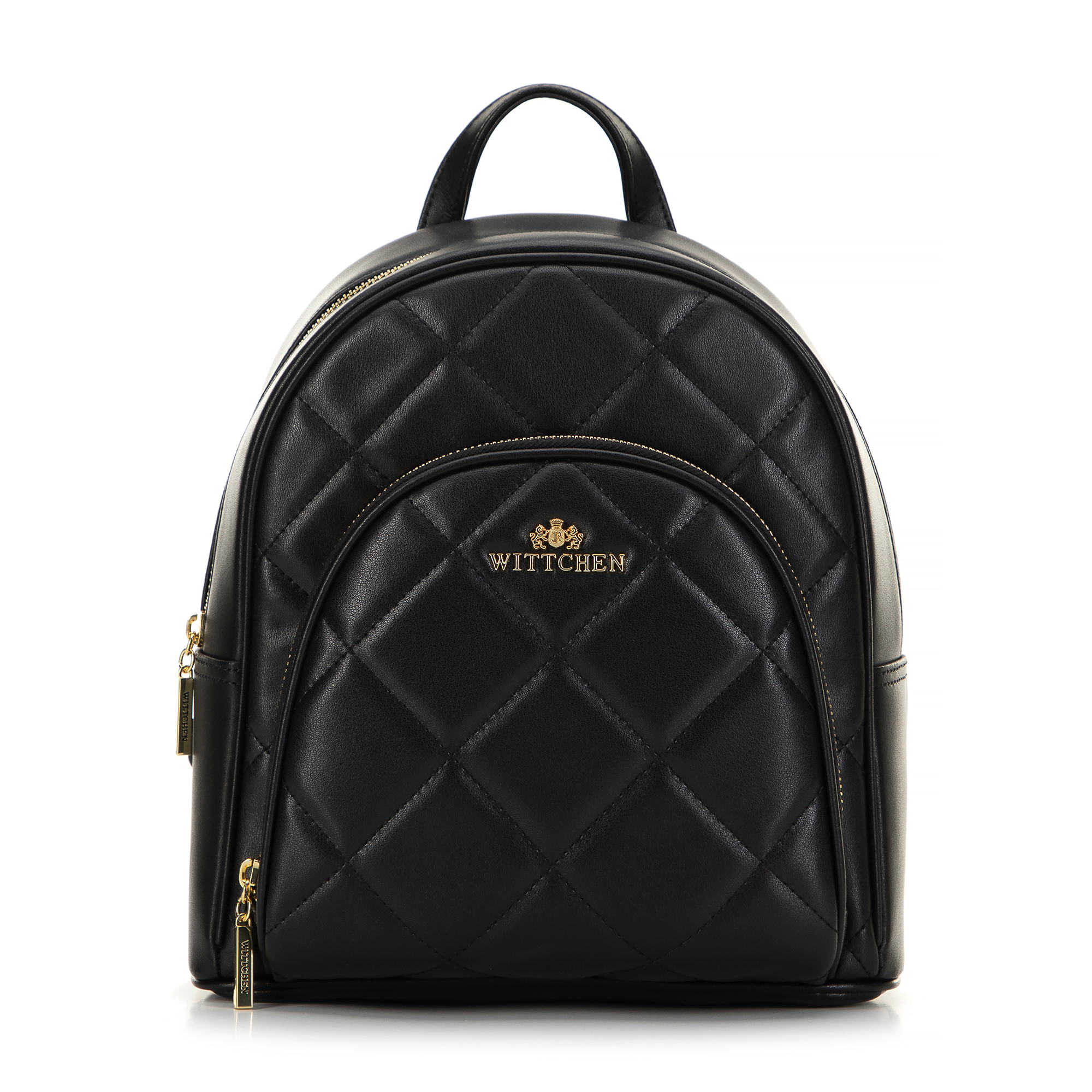 Dámsky kožený ruksak s prešívaním čierny