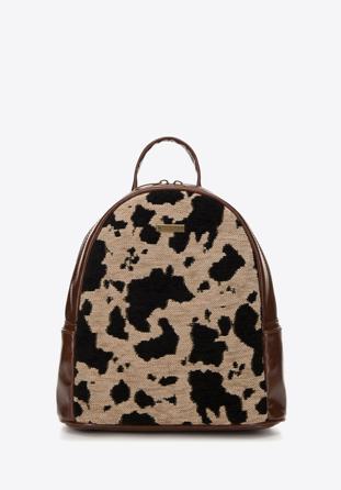 Women's animal print backpack, brown, 98-4Y-005-X1, Photo 1