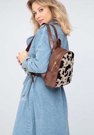 Women's animal print backpack, brown, 98-4Y-005-X1, Photo 1