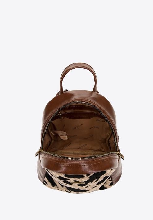 Women's animal print backpack, brown, 98-4Y-005-X1, Photo 3