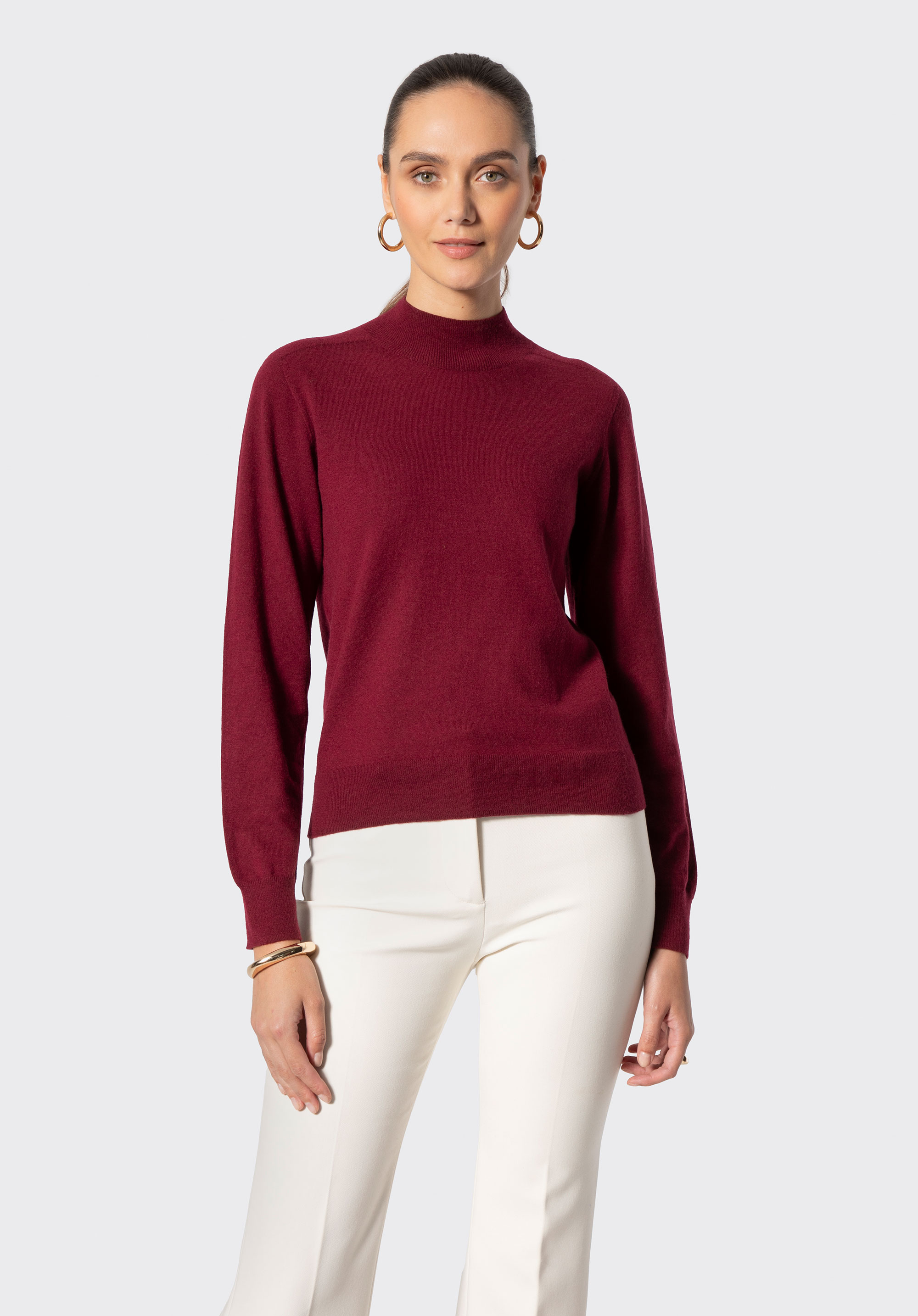 Damski półgolf z wełny, bordowy, 29-99-300-3-XL, Zdjęcie 1