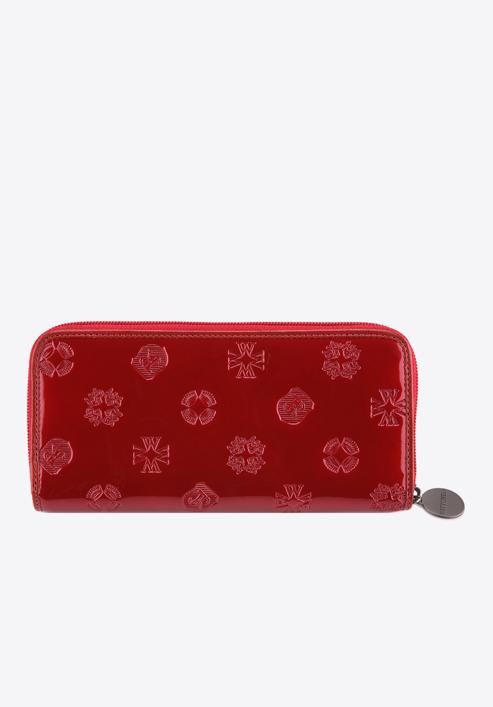 Damski portfel skórzany lakierowany tłoczony, czerwony, 34-1-393-4S, Zdjęcie 4