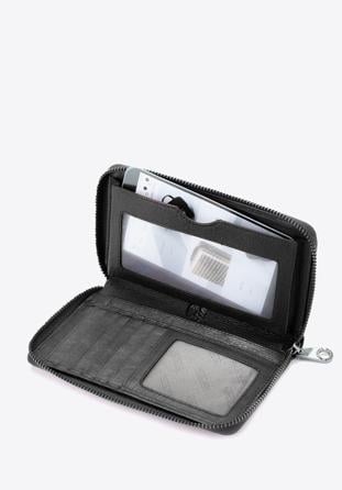 Damski portfel skórzany na pasku, czarny, 26-1-428-1, Zdjęcie 1