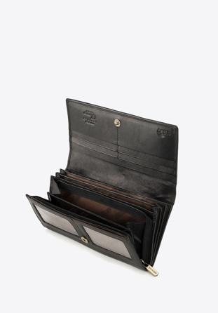 Damski portfel skórzany o prostym kroju, czarny, 14-1-052-L11, Zdjęcie 1