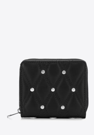 Women's small studded leather wallet, black, 14-1-940-1, Photo 1