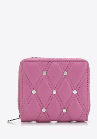 Women's small studded leather wallet, pink, 14-1-940-P, Photo 1