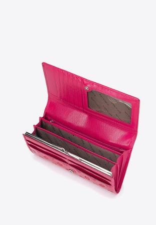 Damski portfel skórzany tłoczony w monogram, różowy, 34-1-075-PP, Zdjęcie 1