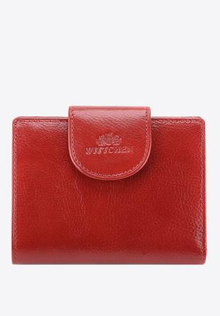 Damski portfel skórzany z elegancką napą, czerwony, 21-1-362-3, Zdjęcie 1