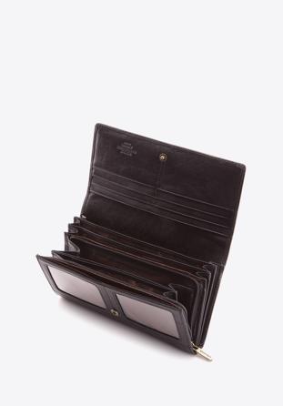 Damski portfel skórzany z herbem duży, czarny, 10-1-052-1, Zdjęcie 1