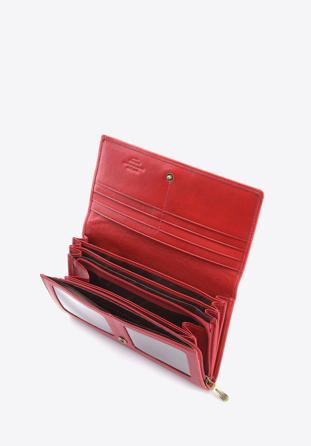 Damski portfel skórzany z herbem duży, czerwony, 10-1-052-3, Zdjęcie 1