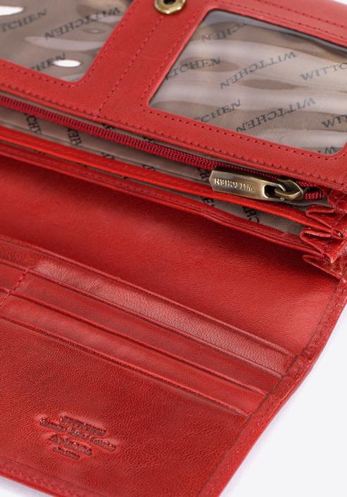 Damski portfel skórzany z herbem duży, czerwony, 10-1-052-1, Zdjęcie 8