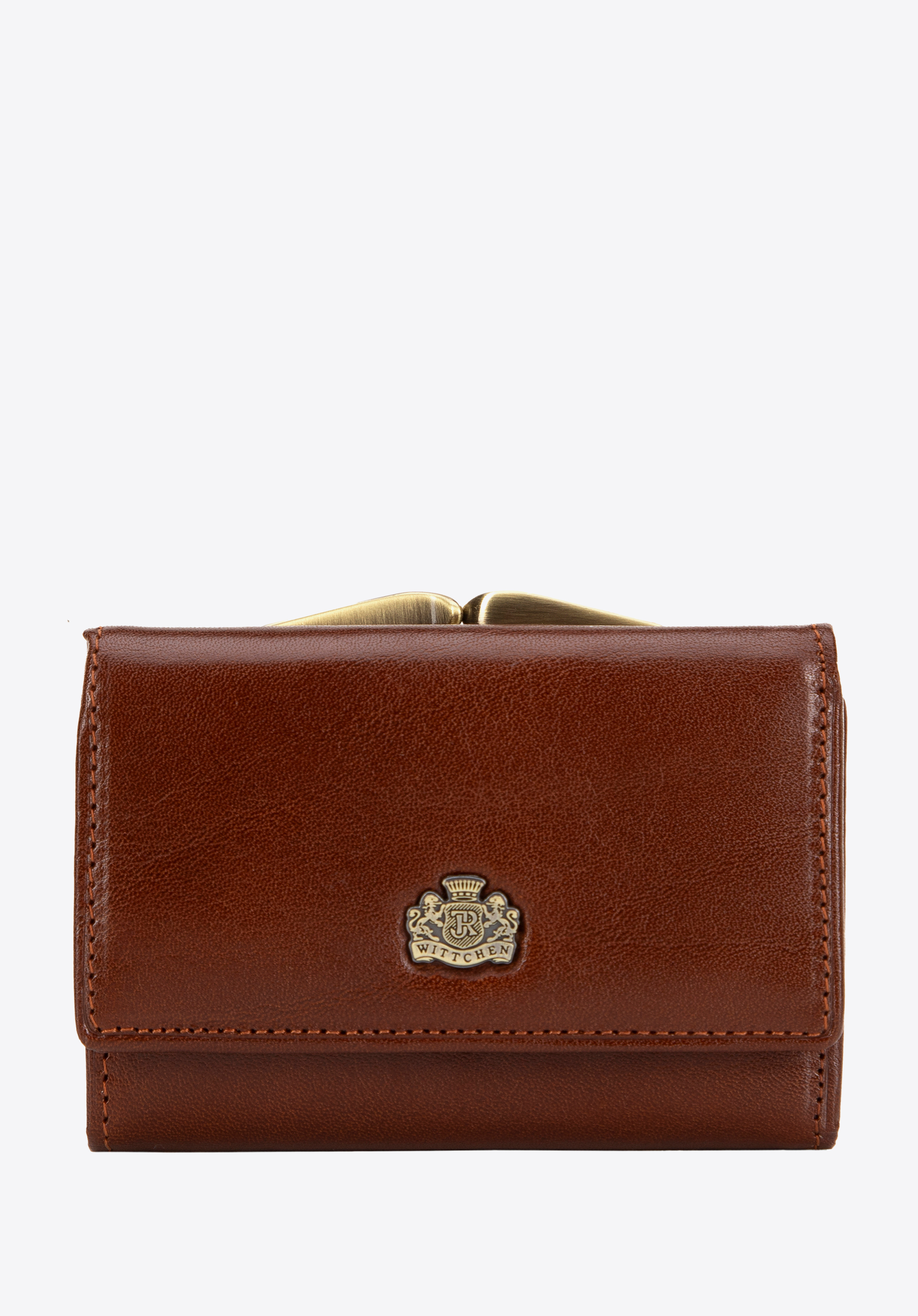 Damski portfel skórzany z herbem na bigiel, jasny brąz, 10-1-053-5, Zdjęcie 1