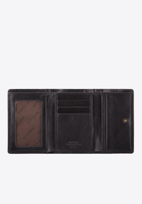 Damski portfel skórzany z herbem na bigiel, czarny, 10-1-053-1, Zdjęcie 2