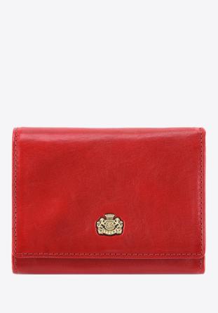 Damski portfel skórzany z herbem na napę, czerwony, 10-1-070-3, Zdjęcie 1