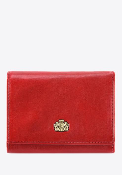 Damski portfel skórzany z herbem na napę, czerwony, 10-1-070-1, Zdjęcie 1