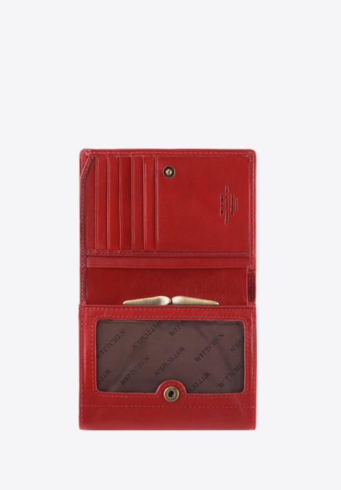 Damski portfel skórzany z herbem na napę, czerwony, 10-1-070-1, Zdjęcie 2