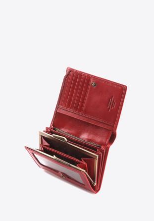 Damski portfel skórzany z herbem na napę czerwony
