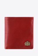 Damski portfel skórzany z herbem na zatrzask, czerwony, 10-1-065-4, Zdjęcie 1