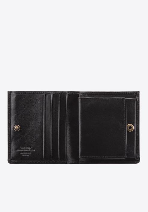 Damski portfel skórzany z herbem na zatrzask, czarny, 10-1-065-4, Zdjęcie 2