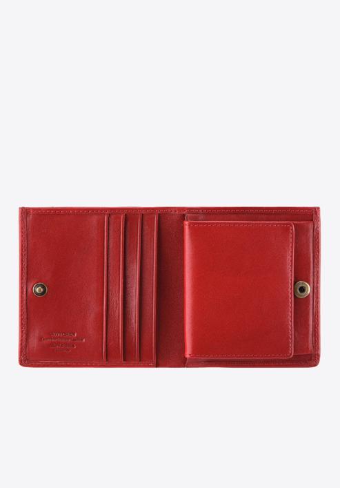Damski portfel skórzany z herbem na zatrzask, czerwony, 10-1-065-1, Zdjęcie 2