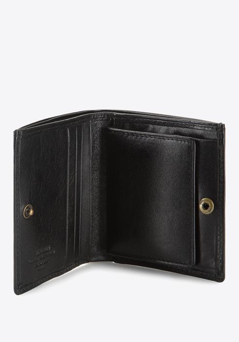 Damski portfel skórzany z herbem na zatrzask, czarny, 10-1-065-4, Zdjęcie 3