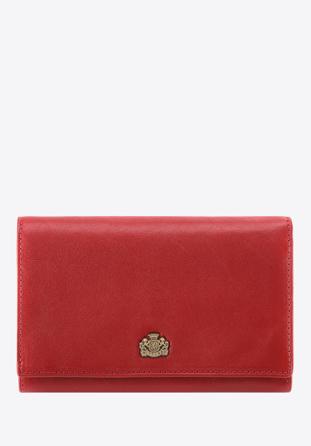 Damski portfel skórzany z herbem średni, czerwony, 10-1-081-3, Zdjęcie 1