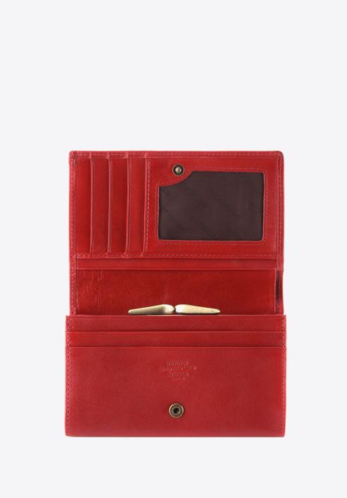 Damski portfel skórzany z herbem średni, czerwony, 10-1-081-1, Zdjęcie 2