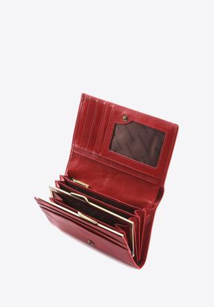 Damski portfel skórzany z herbem średni czerwony