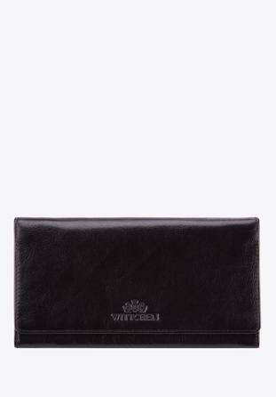 Damski portfel skórzany z kieszenią na suwak, czarny, 21-1-322-1, Zdjęcie 1