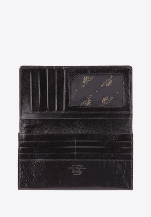 Damski portfel skórzany z kieszenią na suwak, czarny, 21-1-322-1, Zdjęcie 2