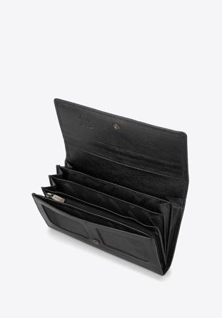 Damski portfel skórzany z kieszenią na suwak, czarny, 21-1-052-10L, Zdjęcie 1
