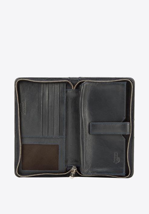Damski portfel skórzany z kieszenią na telefon, ciemny granat, 26-2-444-B, Zdjęcie 2