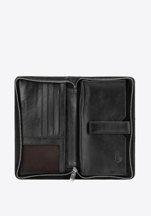 Damski portfel skórzany z kieszenią na telefon, czarny, 26-2-444-T, Zdjęcie 3