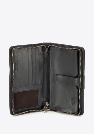 Damski portfel skórzany z kieszenią na telefon, ciemny granat, 26-2-444-N, Zdjęcie 1