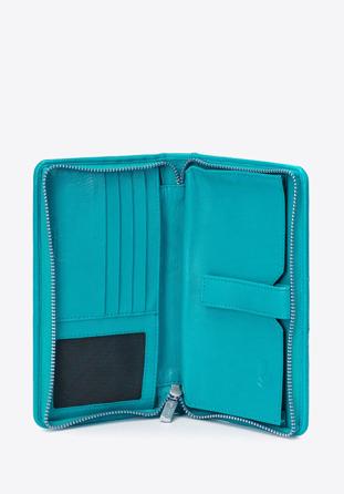 Women's leather wristlet wallet with a phone pocket, turquoise, 26-2-444-T, Photo 1