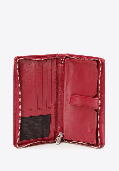 Damski portfel skórzany z kieszenią na telefon, czerwony, 26-2-444-T, Zdjęcie 4