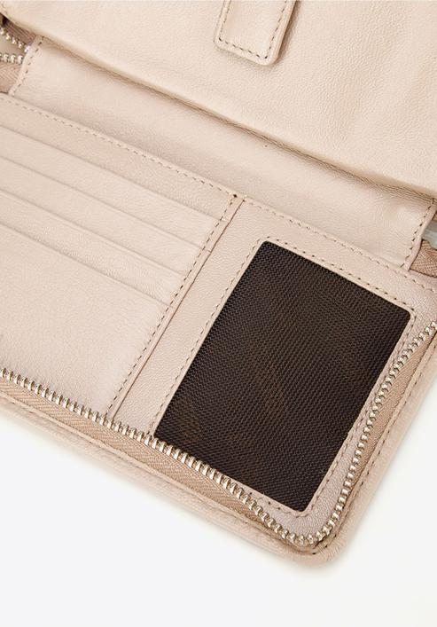 Damski portfel skórzany z kieszenią na telefon, beżowy, 26-2-444-B, Zdjęcie 4