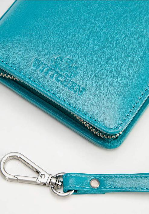 Women's leather wristlet wallet with a phone pocket, turquoise, 26-2-444-T, Photo 5